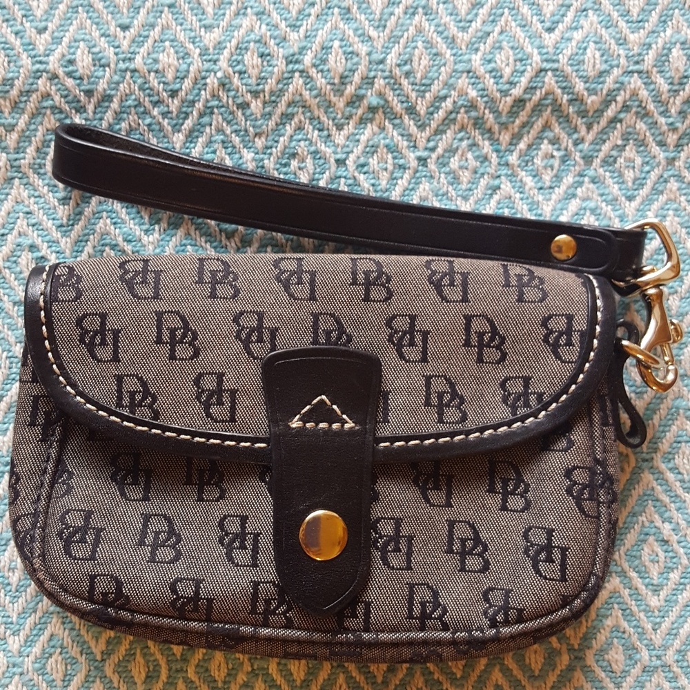 Donkey and Bourke black monogram wristlet